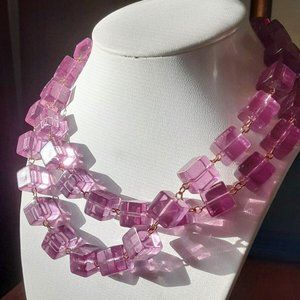 Signed KJL Kenneth J Lane "Quintessentially Cubic" Lucite Beaded Necklace